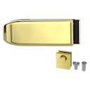 Vorschaubild Griffwerk CREATIVO 1.0 -Messing Optik -Ganzglas- türbeschlagset -3-teiliger Bandsatz -ohne Griff mit Türschnäpper/Feststellset -Gegenkasten