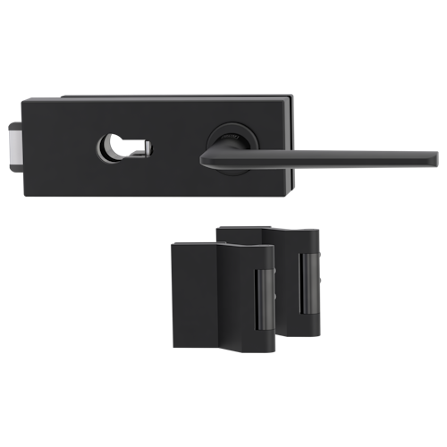 Griffwerk PURISTO S -Graphitschwarz Ganzglastürbeschlagset -3-teiliger Bandsatz -mit Griff REMOTE -GSC -PZ