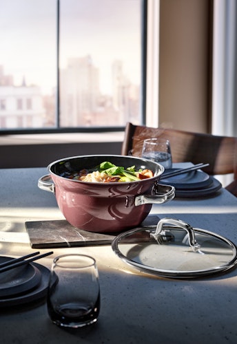 WMF Fusiontec Mineral Kochschüssel mit Glasdeckel, 20 cm, Rose Quartz