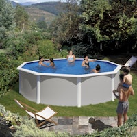 myPOOL Swimming Pool Poolset Feeling Grau - Rundform mit Stahlwandbecken Höhe 1,32 m