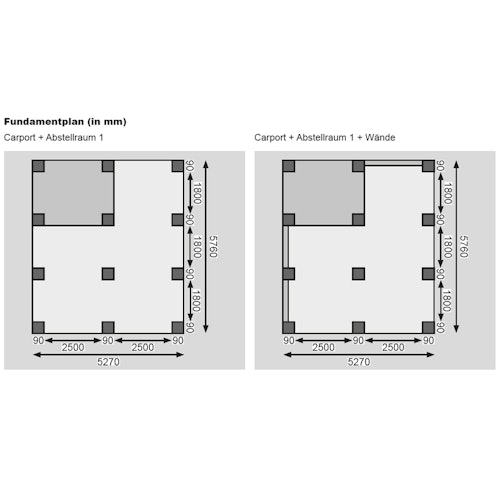 Karibu Doppelcarport Eco 2 mit integriertem Abstellraum klein - kesseldruckimprägniert