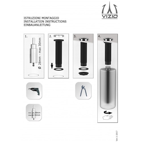 Edelstahl Seifenspender Rund, Gebürstet, von oben Befüllbar