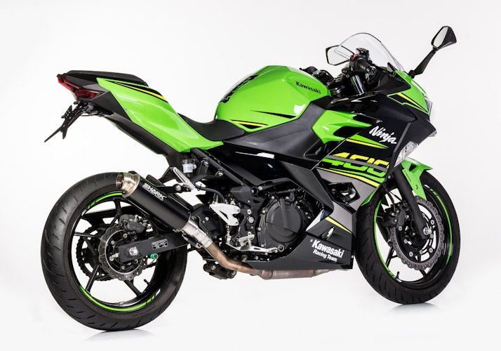 SHARK SLIP-ON Aluminium eloxiert schwarz SRC 4 für KAWASAKI Ninja 400,Z400 EURO4  
