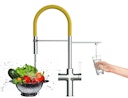 Vorschaubild 3 Wege Wasserhahn Küchenarmatur, FC, mit 360° schwenkbarem Auslauf, abnehmbare 2 strahl Handbrause, Verchromt / Gelb