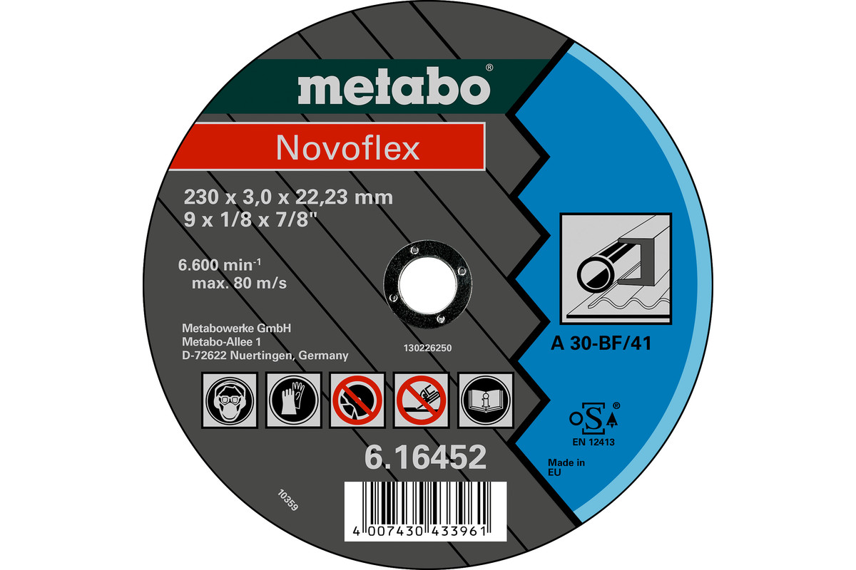 Metabo Novoflex 230x3,0x22,23 StahlTrennscheibegekröpfte Ausführung