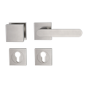 Vorschaubild Griffwerk AVUS GK4 -Samtgrau Rosettengarnitur -Schraubtechnik -eckig -Knopf Square -WR -TS: 38-45mm