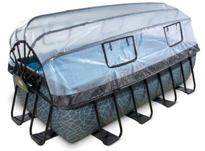 Exit rechteckiger Rahmenpool Premium mit Sandfilteranlage und Sonnendach