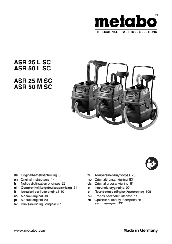 Bedienungsanleitung fÃ¼r Metabo Allessauger ASR 25 M SC