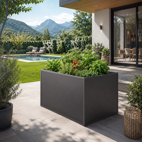 KGT Aluminium Hochbeet 130 - Profile anthrazit - B1,21 x T0,91 x H0,77 m - 700 l