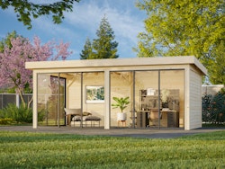 Palmako Gartenhaus Connect Lenna 16,6 m² Set 702 Slide Plus mit Isolierglas-Schiebetüren - 28 mm