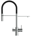 Vorschaubild 3 Wege Wasserhahn Küchenarmatur, FL, mit 360° schwenkbarem Auslauf, abnehmbare 2 strahl Handbrause, Verchromt / Schwarz