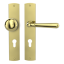 Vorschaubild Griffwerk FABIO -Messing Optik Langschild-Garnitur -sichtbar verschraubt -Knopf R21 -WR -TS 40-45mm