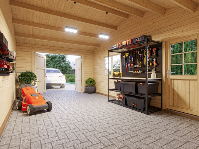 Palmako Garage Roger 19,0 + 16,2 m² - 44 mm - mit Holztor