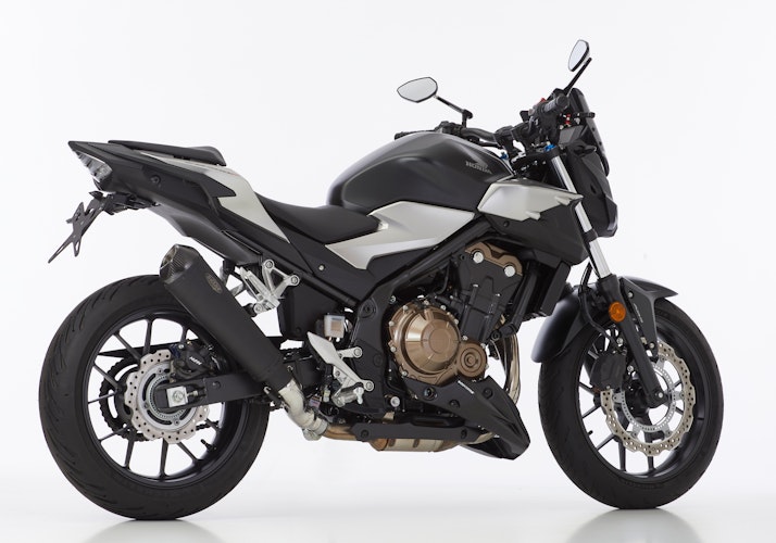 SHARK SLIP-ON Edelstahl beschichtet/Carbon schwarz-matt DSX-7 für HONDA CB500F,CB500X,CBR500R EURO4 EURO5 