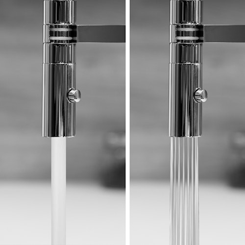 3 Wege Wasserhahn Küchenarmatur, BOD, mit 360° schwenkbarem Auslauf, abnehmbare 2 strahl Handbrause, Verchromt / Blau