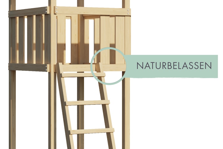 Akubi Kinderspielturm Ritterburg Löwenherz inkl. Wellenrutsche und Doppelschaukelanbau mit Klettergerüst