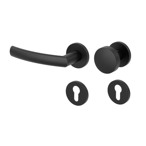 Griffwerk Wechselgarnitur VAYA 178 LORITA fast2fix Fast2Fix Rosetten rund Knopf R2 Graphitschwarz L