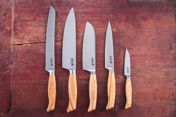 Grills.de Santokumesser mit Olivenholzgriff 16cm