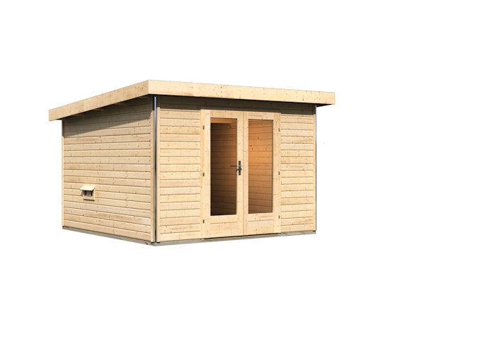 Karibu Saunahaus Mainburg 1 mit Vorraum - 38 mm inkl. gratis Sauna-Zubehörset im Wert von 234,94 €