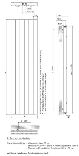 Ximax Raumheizkörper P1 Duplex weiß - mit Mittenanschluss