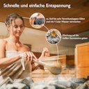 Vorschaubild Liebenstein 7-teiliges Premium-Komplettset – Kiefernholz Saunaeimer mit Kelle, 3 x Sauna-Aufguss, Sanduhr & Hygro-/Thermometer