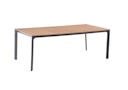 Vorschaubild Garden Pleasure Gartenmöbel Set SILEA 03, Tisch 208 x 100 + 8 Stapelsessel, Alu Anthrazit / Nonwood Teak-Optik / Kunststoffgewebe Grau