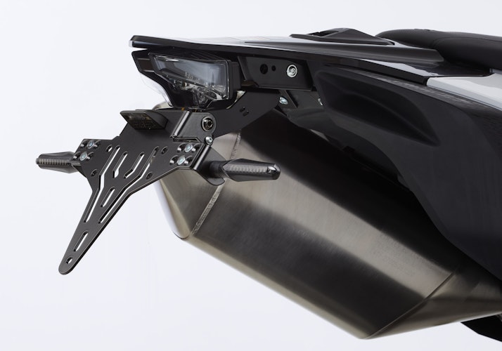 PROTECH V-SHAPE Kennzeichenhalter SET mit Reflektor und Beleuchtung Alu & Stahl Schwarz für KTM 690 Enduro R,  690 SMC R, GASGAS ES700