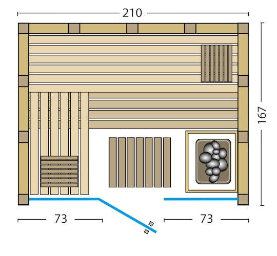 Infraworld Solido Glas 167 - 40 mm Massivholzsauna inkl. 5-teiligem gratis Zubehörset
