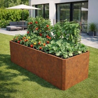 Premium Hochbeet aus Cortenstahl mit Rostpatina 200 x 80 x 75 cm