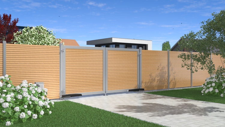 TraumGarten SYSTEM / DESIGN Alu Doppeltor auf Maß mit E-Antrieb