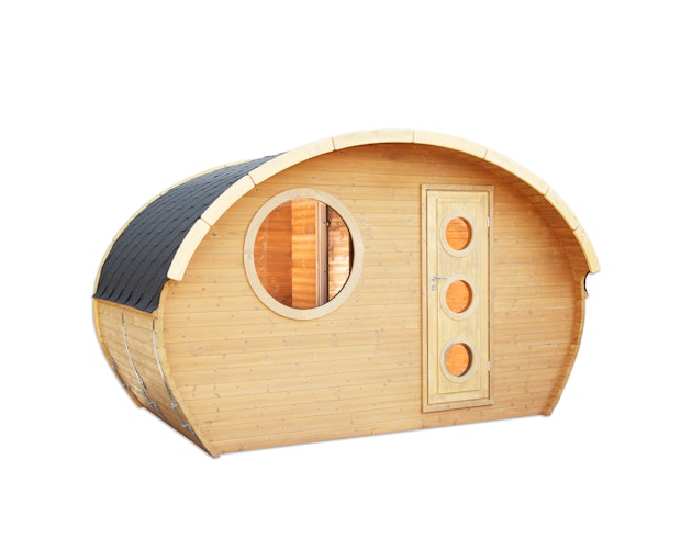 Wolff Finnhaus Saunahaus Steen in Ovalform inkl. schwarzen Dachschindeln