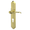 Vorschaubild Griffwerk AMADEUS -Messing Optik Langschild-Garnitur -sichtbar verschraubt -PZ -TS 40-45mm