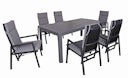 Vorschaubild Garden Pleasure Gartenmöbel Set AMIRA / SINTRA, Ausziehtisch 195 /240 x 100 + 6 Sessel, Alu Anthrazit / Kunststoffgewebe Grau / Kissen 100 % Polyester