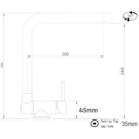 Vorschaubild Wasserhahn Vorfenster Küchenarmatur, Umklappbar 4,5 CM, mit 360° schwenkbarem L-Auslauf, Verchromt / Schwarz Granit