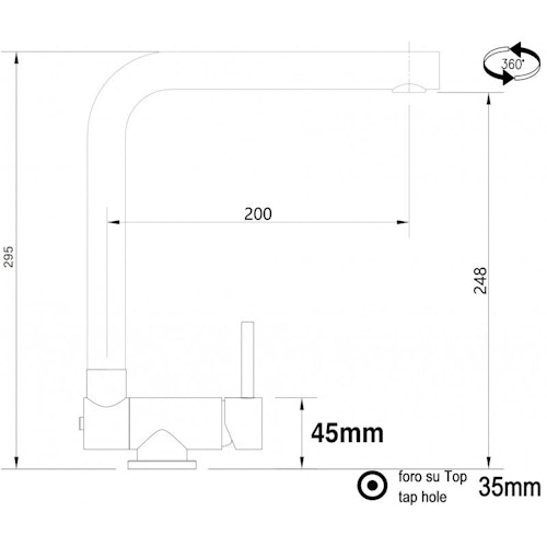 Wasserhahn Vorfenster Küchenarmatur, Umklappbar 4,5 CM, mit 360° schwenkbarem L-Auslauf, Verchromt / Schwarz Granit