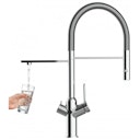 Vorschaubild 3 Wege Wasserhahn Küchenarmatur, BOD, mit 360° schwenkbarem Auslauf, abnehmbare 2 strahl Handbrause, Verchromt
