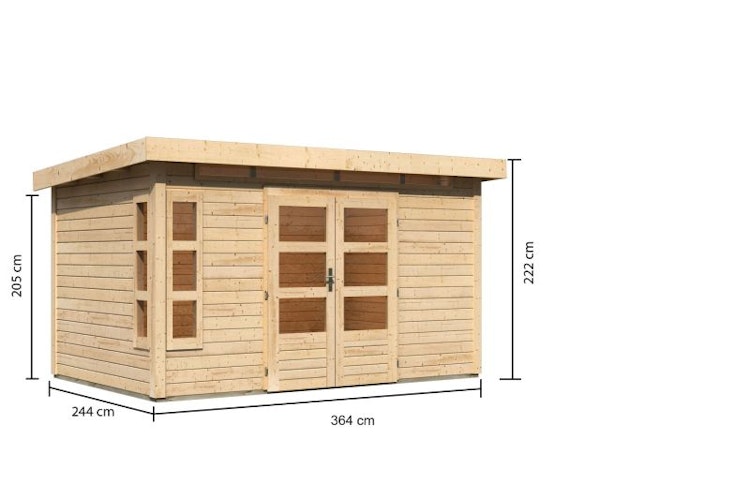 Karibu Premium Gartenhaus Kastorf 6/7 mit Fensterecke - 28 mm