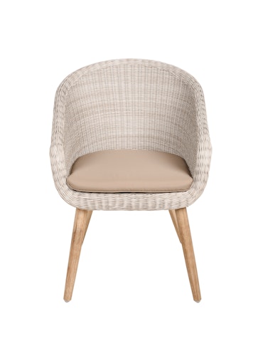 Garden Pleasure Gartenmöbel Set FREMONT / ARVADA, Tisch Ø 110 + 4 Sessel, Akazie / Polyrattan Pfeffergrau / Kissen 100 % Polyester Taupe