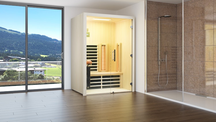 Infraworld Infrarotkabine TrioSol Glas 145 Espe VG inkl. 5-teiligem gratis Zubehörset