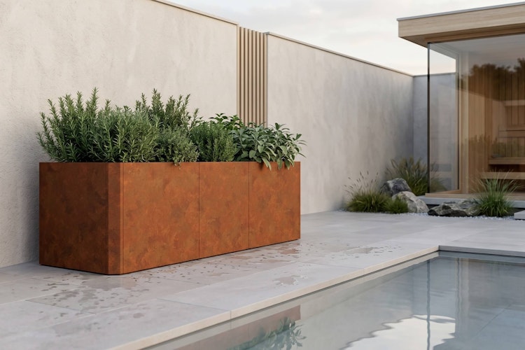 Premium Hochbeet aus Cortenstahl mit Rostpatina 200 x 80 x 75 cm