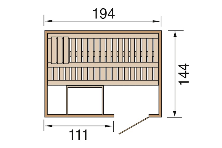 Weka Sauna Halmstad 1 mit Glastür und Fronteinstieg - 68 mm