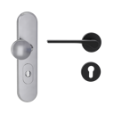 Vorschaubild Griffwerk TITANO Kombi SB_882 ES1 (S2) -Edelstahl matt Kombi-Schutzbeschlag -Knopf/Drücker -mit Griff DESM LEAF LIGHT -GSC -rund -L -ZA, 72mm -TS 38-50