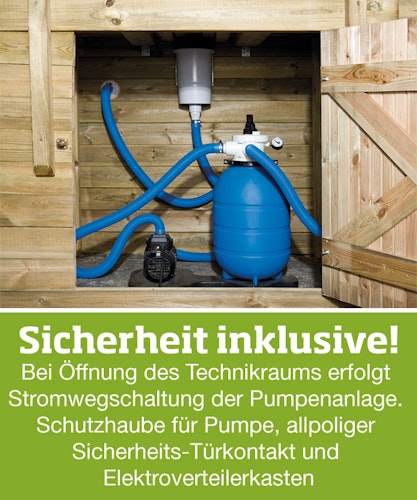 Weka Massivholzpool 593 B Gr.1, "Alles dabei" - 45 mm - 376 x 476 cm