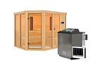 Vorschaubild Karibu Multifunktions-Sauna Ava inkl. Infrarotstrahler mit Eckeinstieg 68 mm