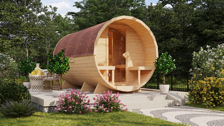 Karibu Saunahaus Fasssauna 3 - 38 mm inkl. gratis Sauna-Zubehörset im Wert von 234,94 €