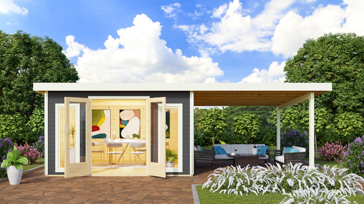 Karibu Premium Gartenhaus Radeburg 3 - 40 mm (Homeoffice-Gartenhaus)