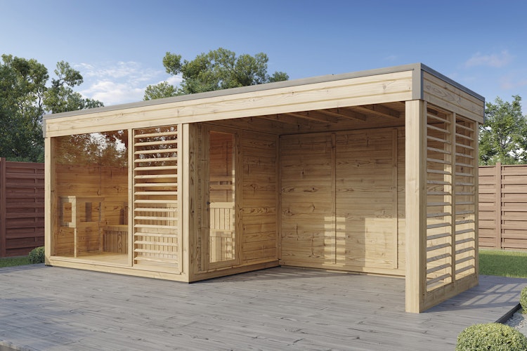 Wolff Finnhaus Saunahaus Sintje 5323/6323 mit Seitendach