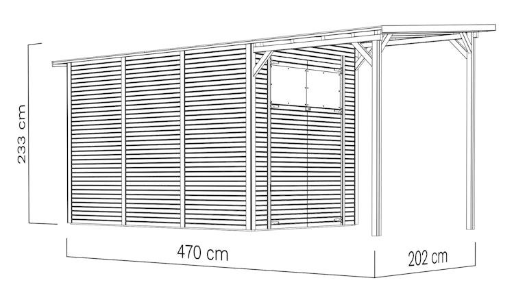 Bertilo Gartenhaus Pent Modern 4 Plus inkl. Anbaudach - 18 mm