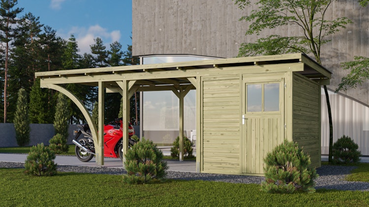 Karibu Carport Einzelcarport Eco 1/2 - kesseldruckimprägniert