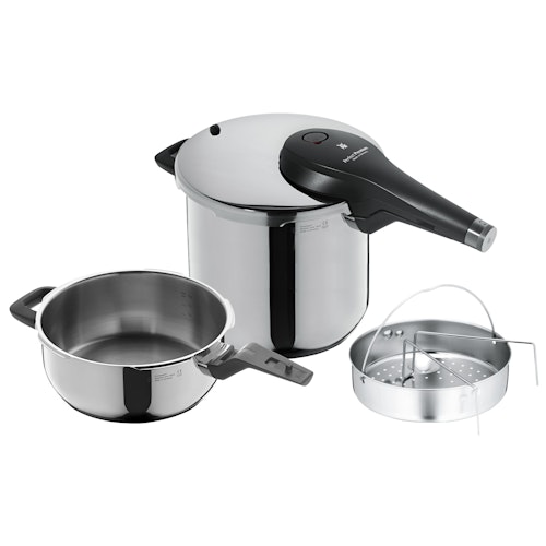 WMF Perfect Premium One Pot Schnellkochtopf-Set mit Dampfgareinsatz, 22 cm, 6,5 und 3,0 Liter